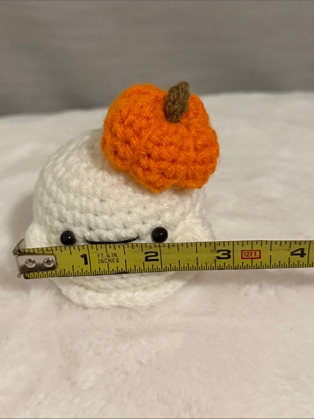 Crochet Halloween Mini ghost with Pumpkin Hat - Picture 7 of 8